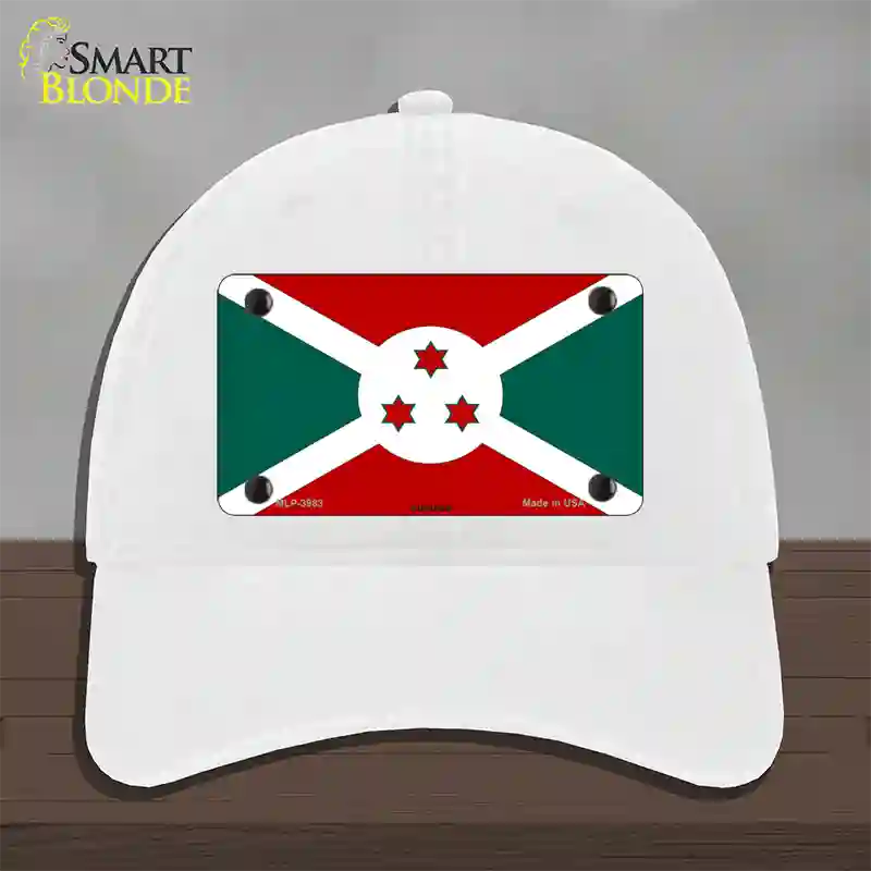 Burundi Flag Novelty License Plate Hat Unconstructed Cotton / White