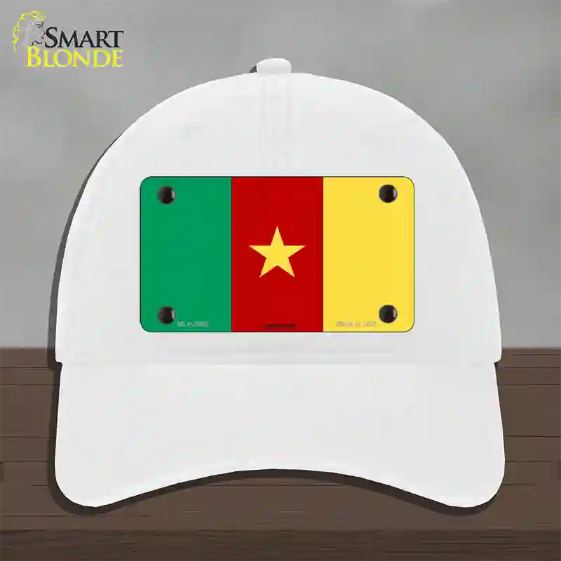 Cameroon Flag Novelty License Plate Hat Unconstructed Cotton / White