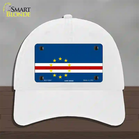 Cape Verde Flag Novelty License Plate Hat Unconstructed Cotton / White