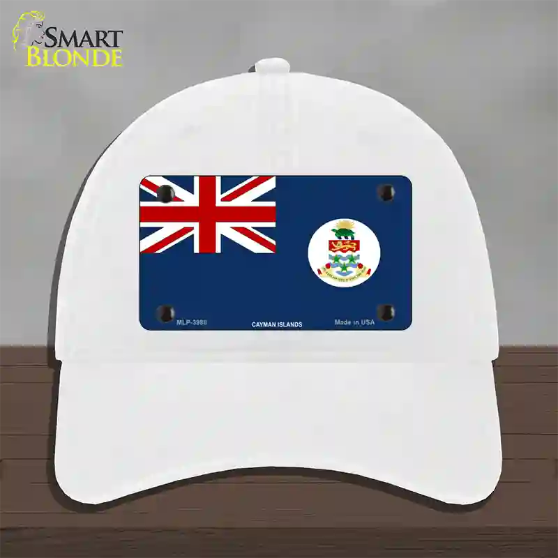 Cayman Islands Flag Novelty License Plate Hat Unconstructed Cotton / White