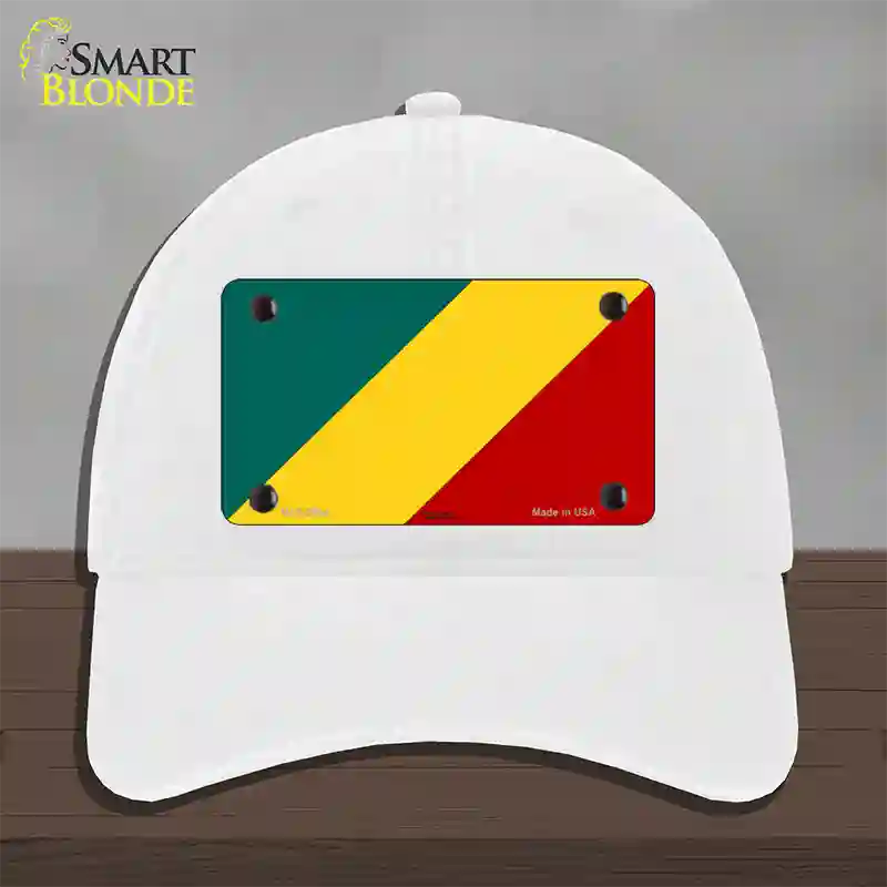 Congo Flag Novelty License Plate Hat Unconstructed Cotton / White