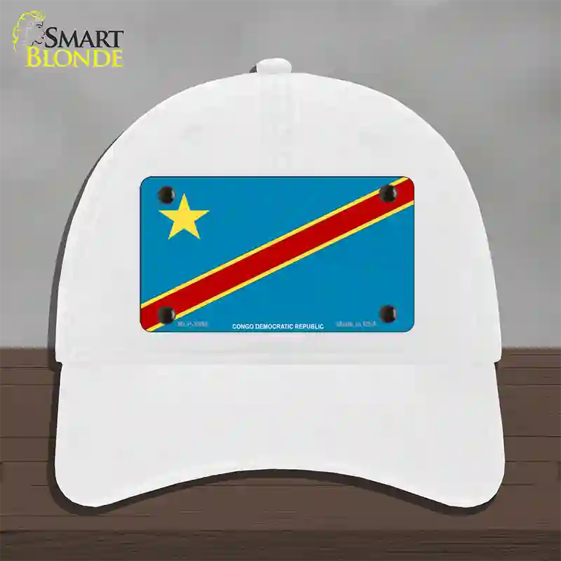 Congo Democratic Republic Flag Novelty License Plate Hat Unconstructed Cotton / White