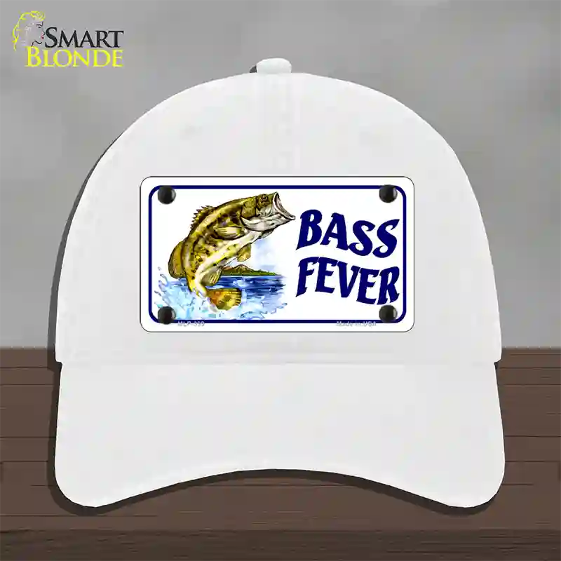 Bass Fever Novelty License Plate Hat Unconstructed Cotton / White