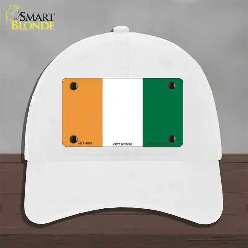 Cote D Ivoire Flag Novelty License Plate Hat Unconstructed Cotton / White