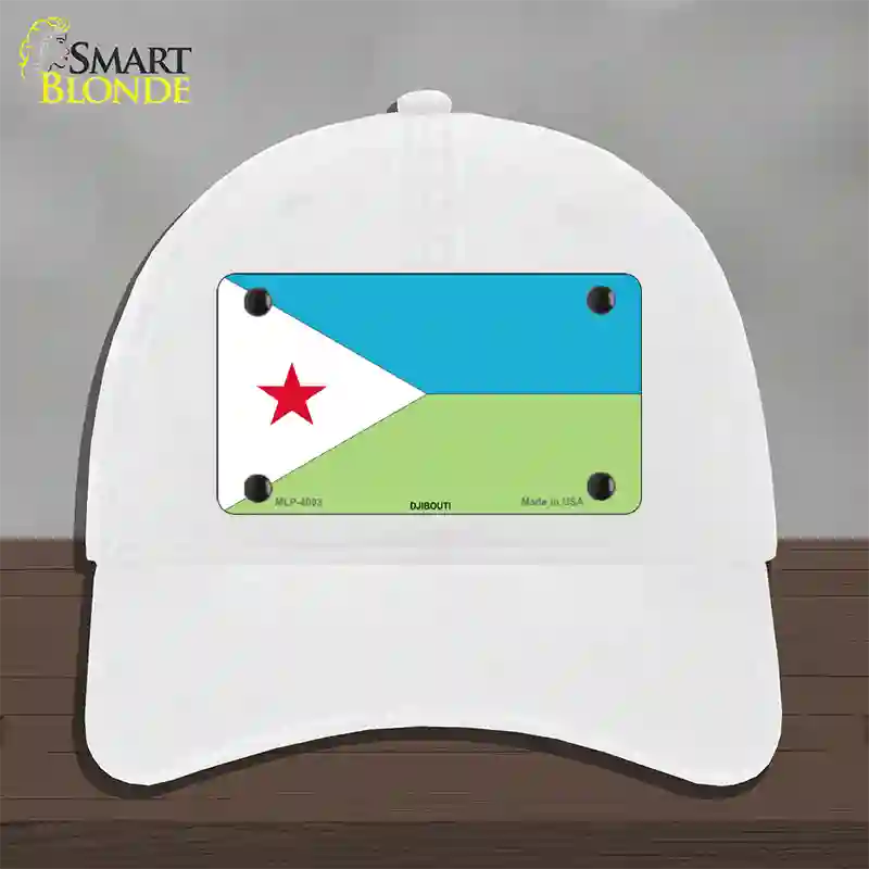 Djibouti Flag Novelty License Plate Hat Unconstructed Cotton / White