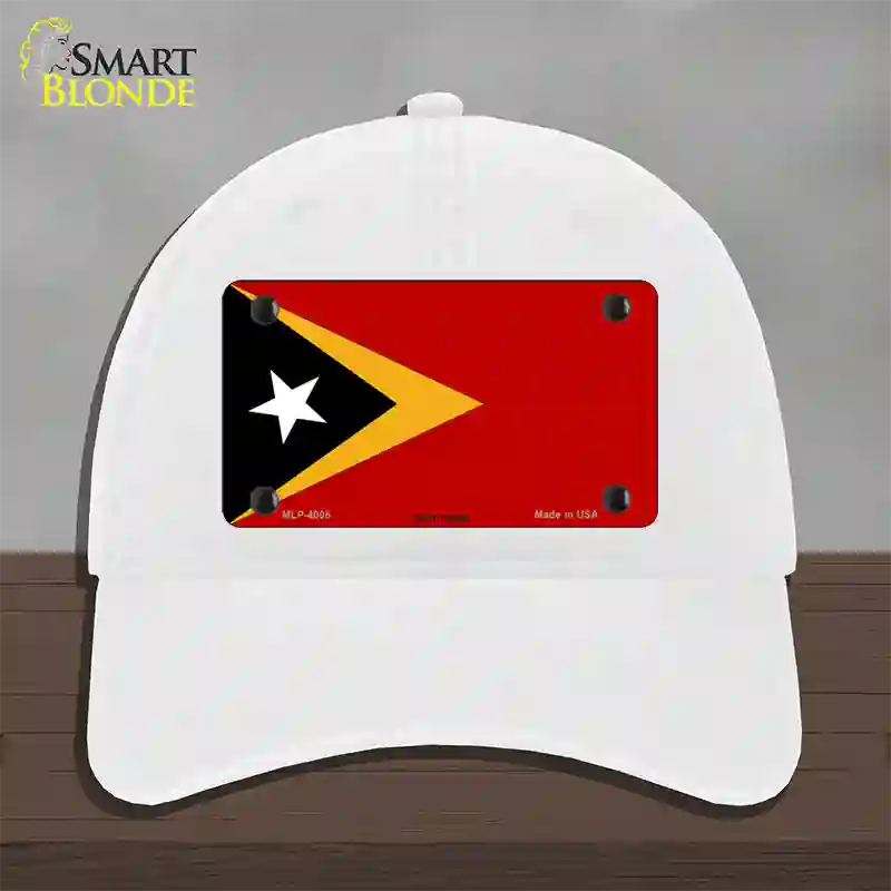 East Timor Flag Novelty License Plate Hat Unconstructed Cotton / White