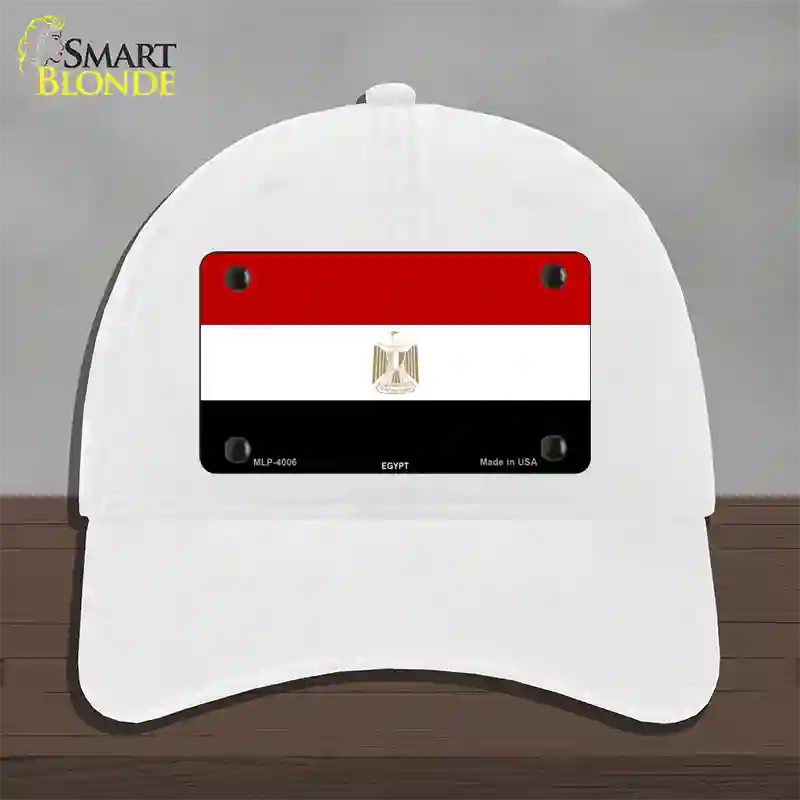 Egypt Flag Novelty License Plate Hat Unconstructed Cotton / White