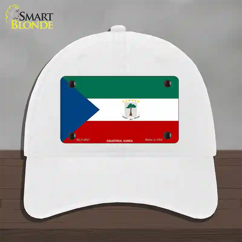 Equatorial Guinea Flag Novelty License Plate Hat Unconstructed Cotton / White