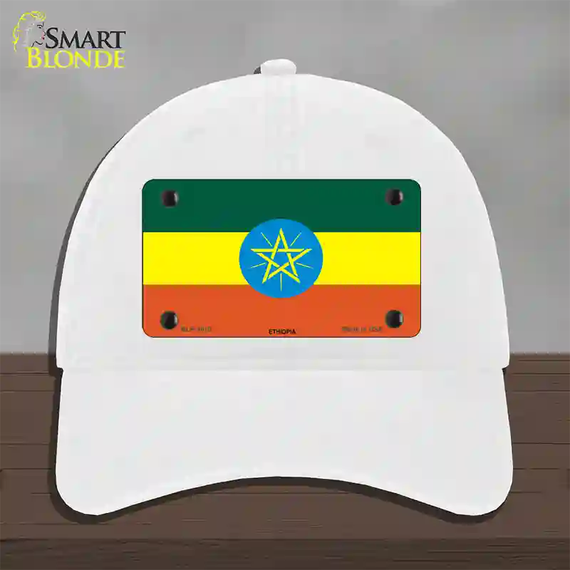 Ethiopia Flag Novelty License Plate Hat Unconstructed Cotton / White