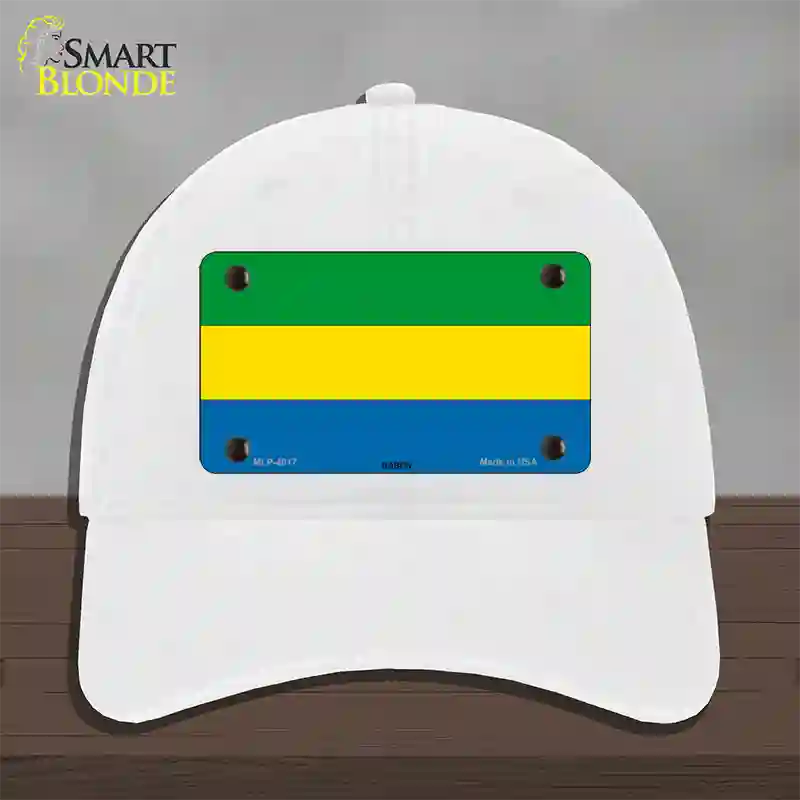 Gabon Flag Novelty License Plate Hat Unconstructed Cotton / White