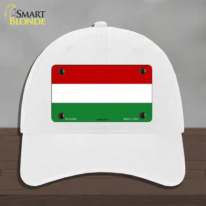 Hungary Flag Novelty License Plate Hat Unconstructed Cotton / White