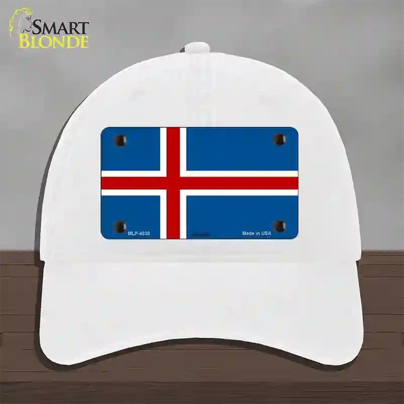 Iceland Flag Novelty License Plate Hat Unconstructed Cotton / White