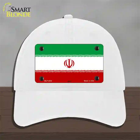 Iran Flag Novelty License Plate Hat Unconstructed Cotton / White