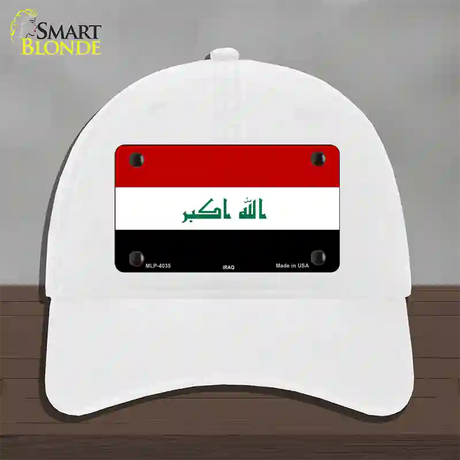 Iraq Flag Novelty License Plate Hat Unconstructed Cotton / White