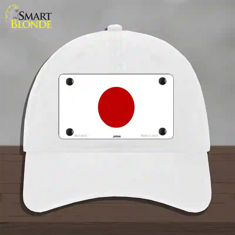 Japan Flag Novelty License Plate Hat Unconstructed Cotton / White