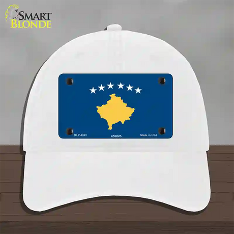 Kosovo Flag Novelty License Plate Hat Unconstructed Cotton / White