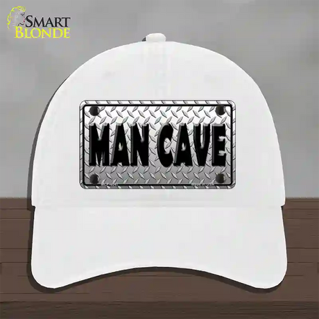 Man Cave Diamond Effect Novelty License Plate Hat Unconstructed Cotton / White