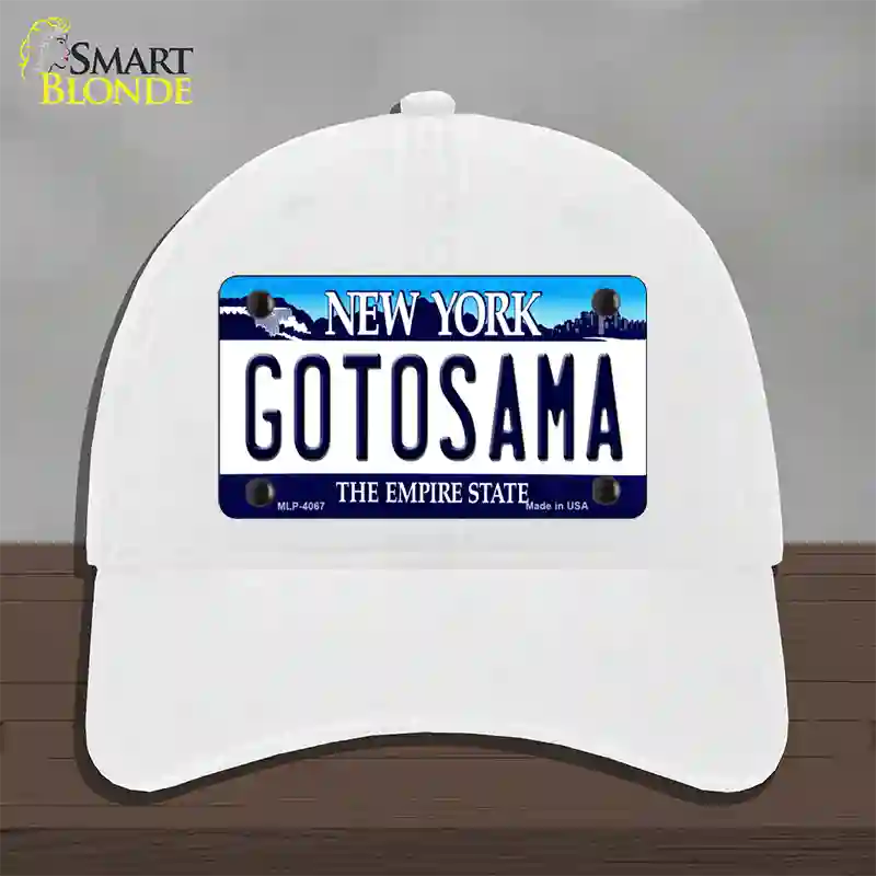 Gotosama New York Novelty License Plate Hat Unconstructed Cotton / White