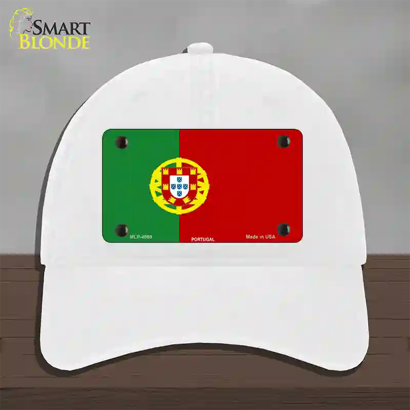 Portugal Flag Novelty License Plate Hat Unconstructed Cotton / White