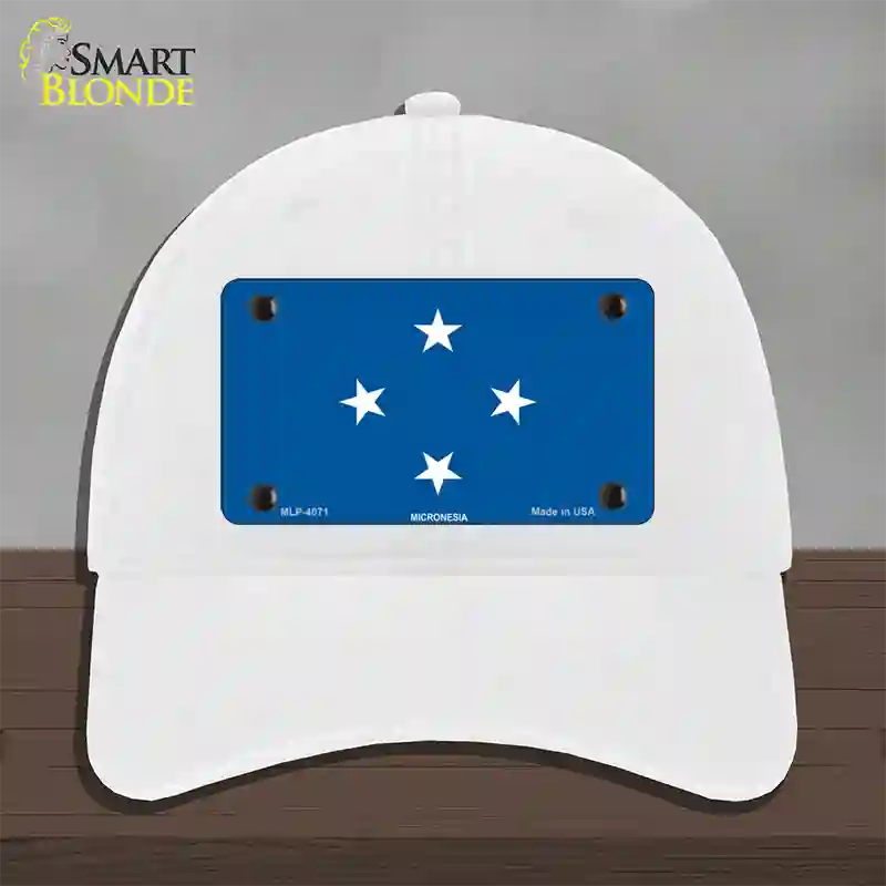 Micronesia Flag Novelty License Plate Hat Unconstructed Cotton / White