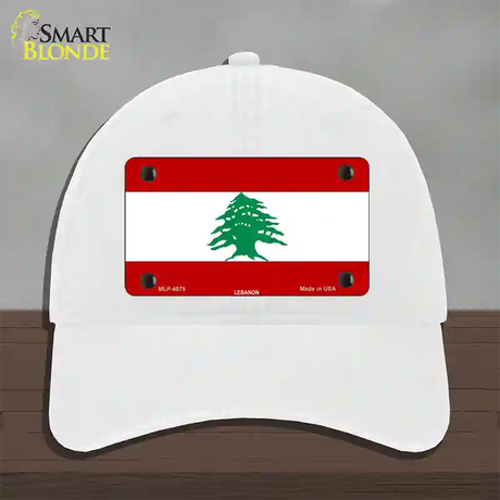 Lebanon Flag Novelty License Plate Hat Unconstructed Cotton / White