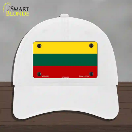 Lithuania Flag Novelty License Plate Hat Unconstructed Cotton / White