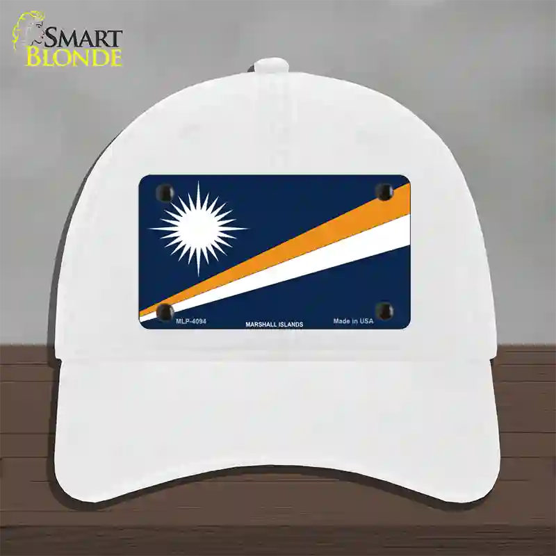 Marshall Islands Flag Novelty License Plate Hat Unconstructed Cotton / White