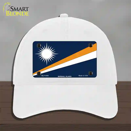 Marshall Islands Flag Novelty License Plate Hat Unconstructed Cotton / White