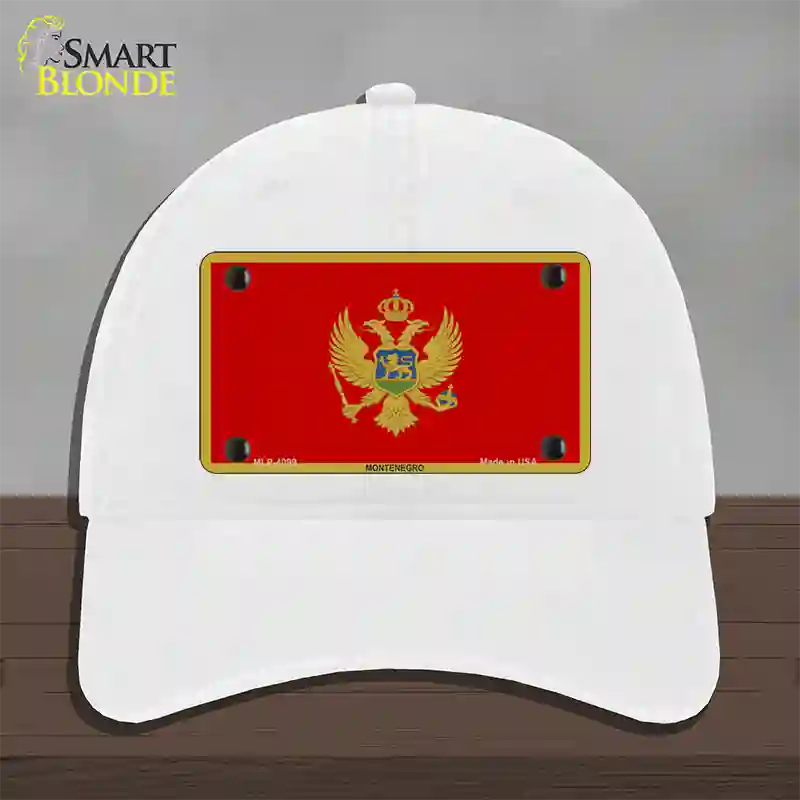 Montenegro Flag Novelty License Plate Hat Unconstructed Cotton / White