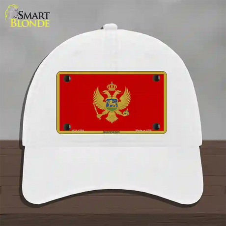 Montenegro Flag Novelty License Plate Hat Unconstructed Cotton / White