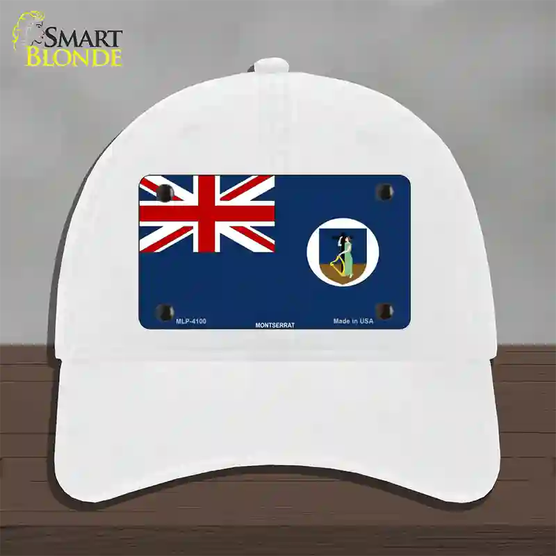 Montserrat Flag Novelty License Plate Hat Unconstructed Cotton / White