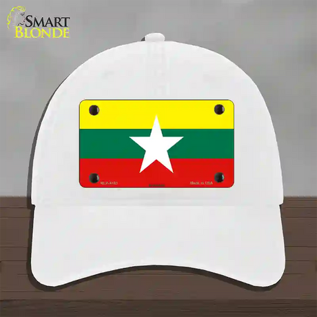 Myanmar Flag Novelty License Plate Hat Unconstructed Cotton / White