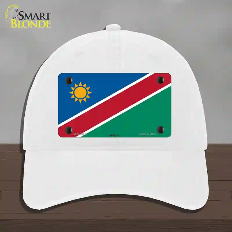 Namibia Flag Novelty License Plate Hat Unconstructed Cotton / White