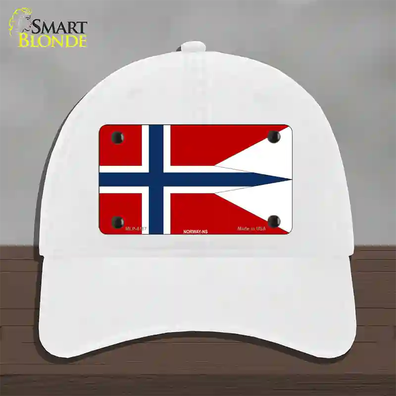 Norway-NS Flag Novelty License Plate Hat Unconstructed Cotton / White