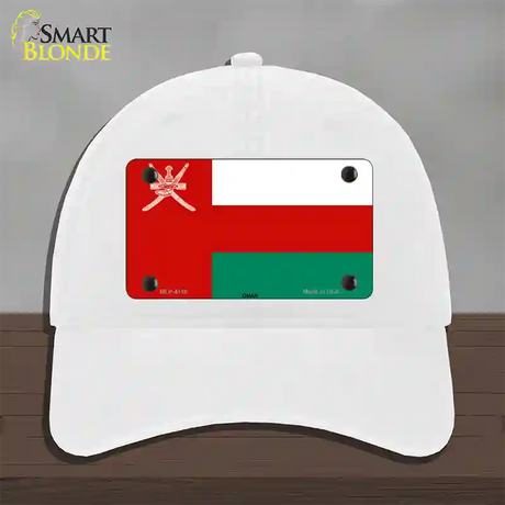 Oman Flag Novelty License Plate Hat Unconstructed Cotton / White