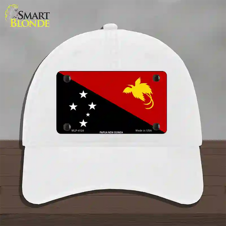 Papua New Guinea Flag Novelty License Plate Hat Unconstructed Cotton / White