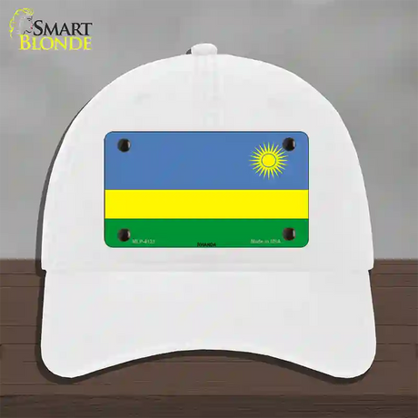 Rwanda Flag Novelty License Plate Hat Unconstructed Cotton / White