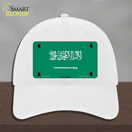 Saudi Arabia Flag Novelty License Plate Hat Unconstructed Cotton / White