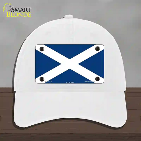 Scotland Flag Novelty License Plate Hat Unconstructed Cotton / White