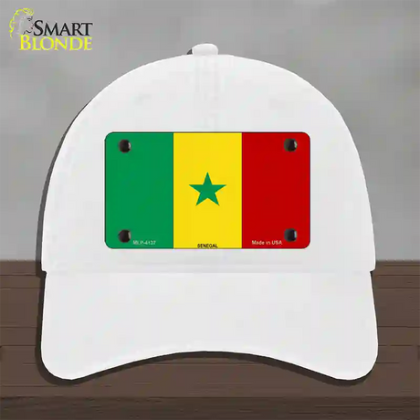 Senegal Flag Novelty License Plate Hat Unconstructed Cotton / White