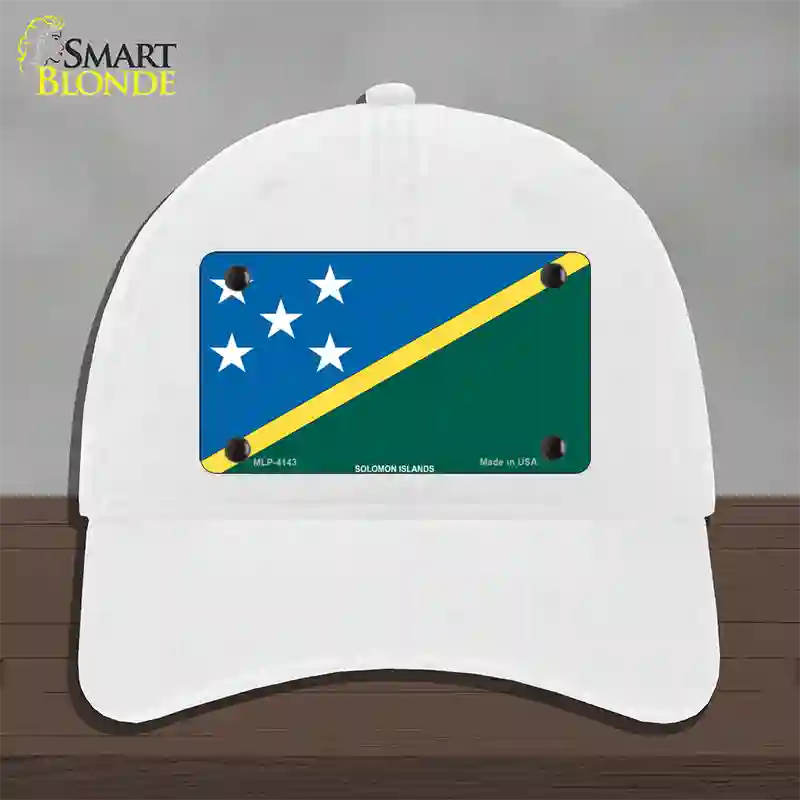 Solomon Islands Flag Novelty License Plate Hat Unconstructed Cotton / White