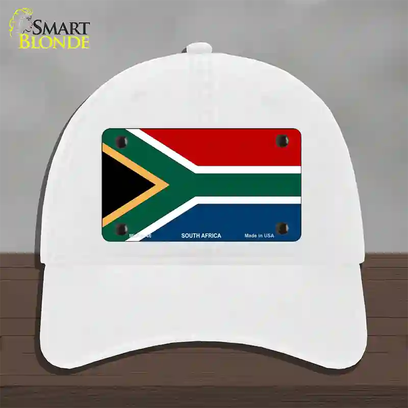 South Africa Flag Novelty License Plate Hat Unconstructed Cotton / White