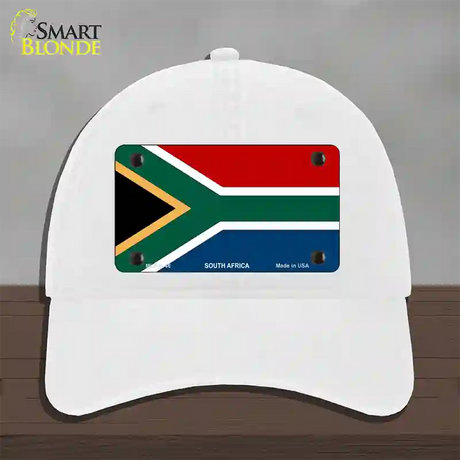 South Africa Flag Novelty License Plate Hat Unconstructed Cotton / White