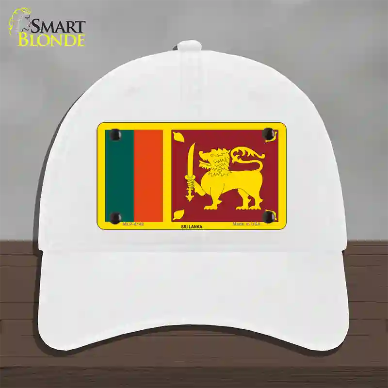 Sri Lanka Flag Novelty License Plate Hat Unconstructed Cotton / White