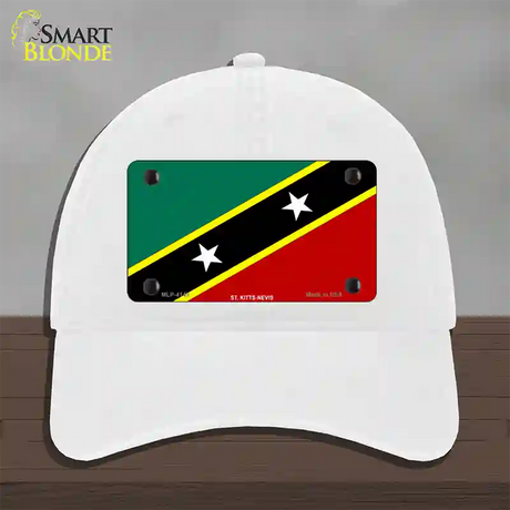 St Kitts-Nevis Flag Novelty License Plate Hat Unconstructed Cotton / White