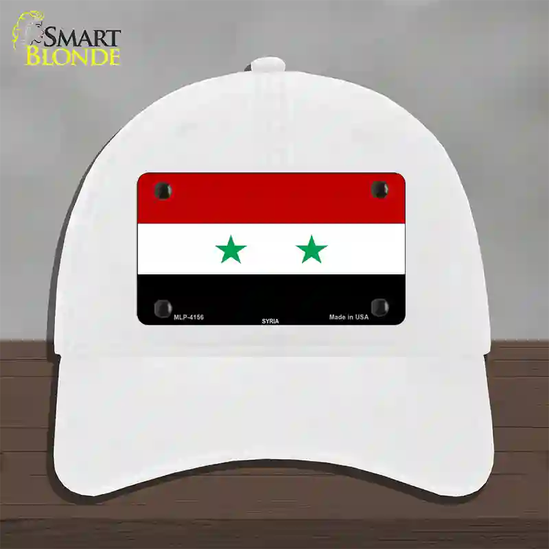 Syria Flag Novelty License Plate Hat Unconstructed Cotton / White