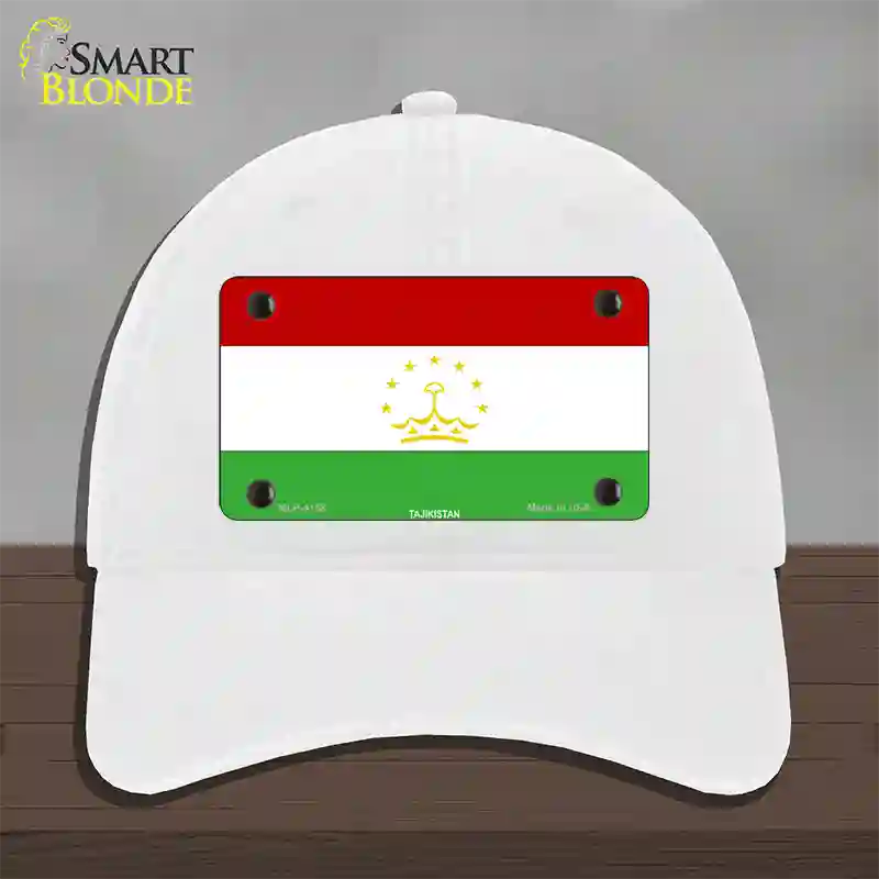 Tajikistan Flag Novelty License Plate Hat Unconstructed Cotton / White