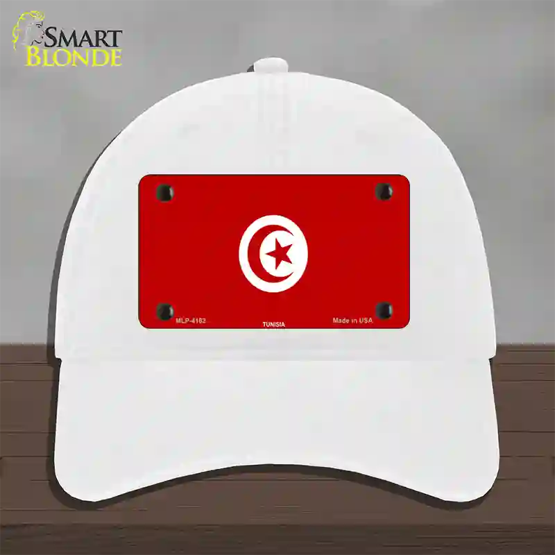 Tunisia Flag Novelty License Plate Hat Unconstructed Cotton / White