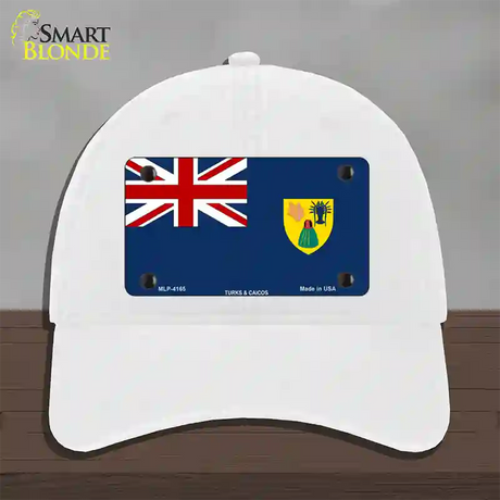 Turks And Caicos Flag Novelty License Plate Hat Unconstructed Cotton / White