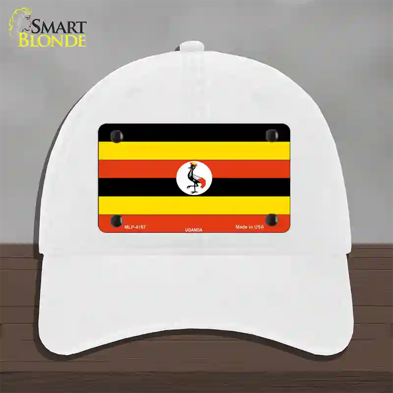 Uganda Flag Novelty License Plate Hat Unconstructed Cotton / White